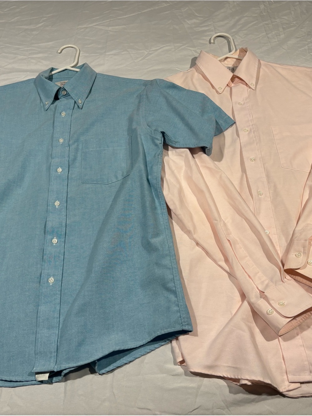 2 Lot Vintage Arrow Dover Shirts 15.5 Made in USA ACTWU Union Made Blue Salmon